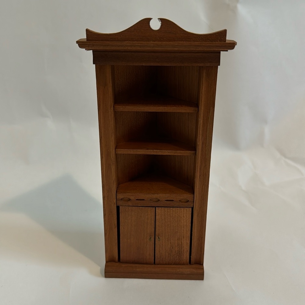 Vintage dollhouse corner bookshelf